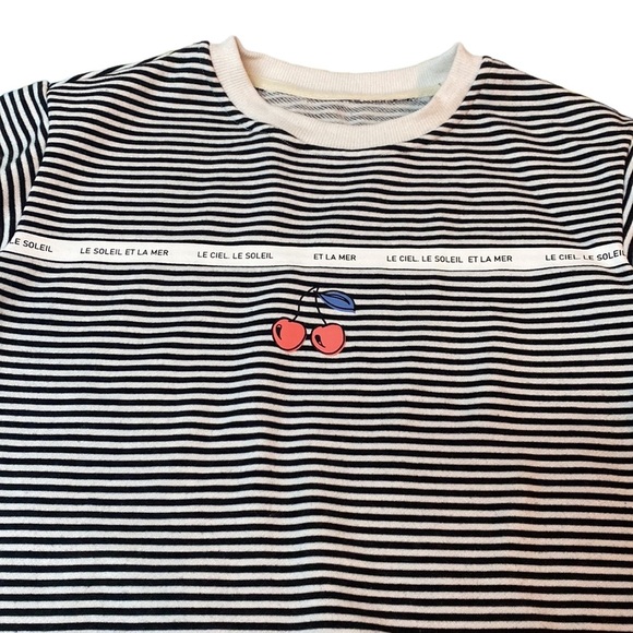 Bonpoint Cherry-Print Striped Girls Sweatshirt - Picture 3 of 7